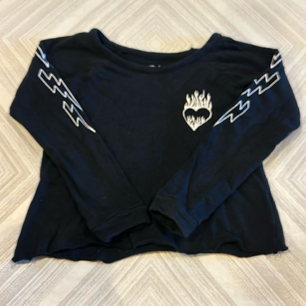 Chaser Girls Black ‘Mad Love Untamed Live Heart & Bolt Black & White Sweatshirt